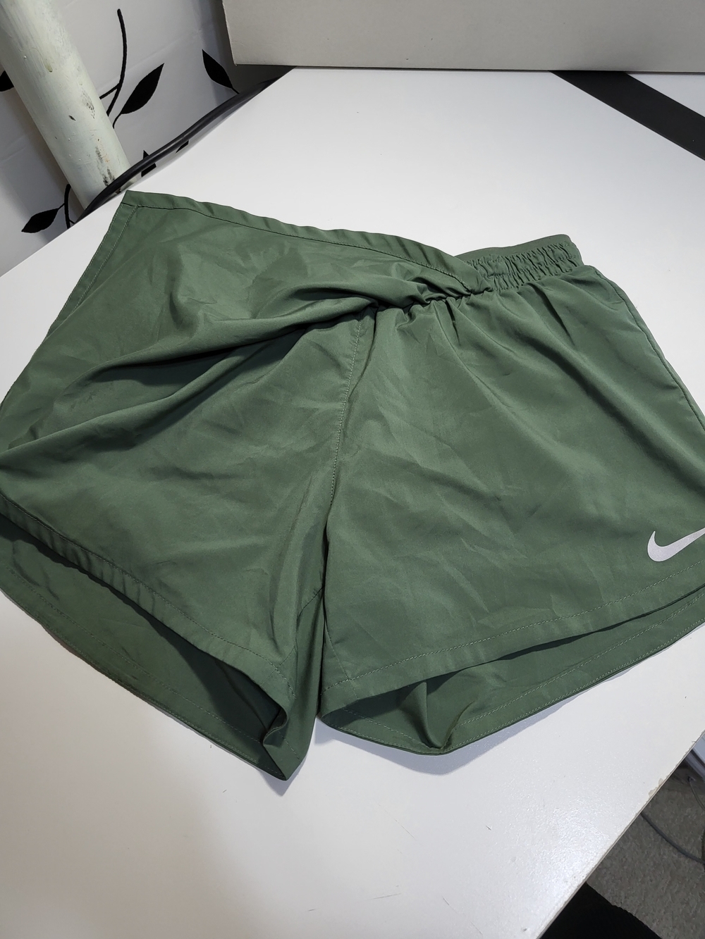 Nike Olive Green Women's Athletic Running Shorts - Picture 7 of 8